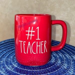 Rae Dunn #1 TEACHER Red Ceramic Coffee Mug BRAND NEW!